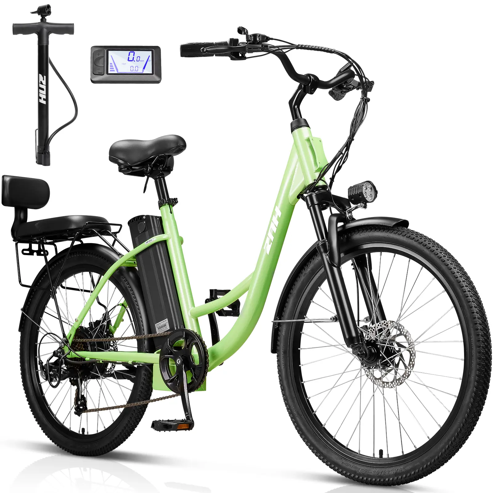ZNH-19 Adult Electric City Bike - 24-Inch Tires, long-lasting battery 750W Motor, 48V 13Ah Battery, 20MPH Top Speed, 50 Mi Range, 7-Speed Gear System, City Bikes