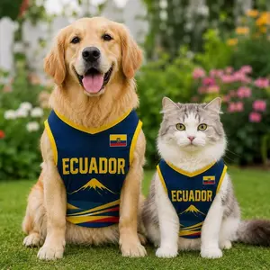 Personalized Ecuador Pet Soccer Jersey, Custom Dog Cat Football Shirt, Ecuador Fan Pet Outfit, Puppy Sportswear Gift 32X
