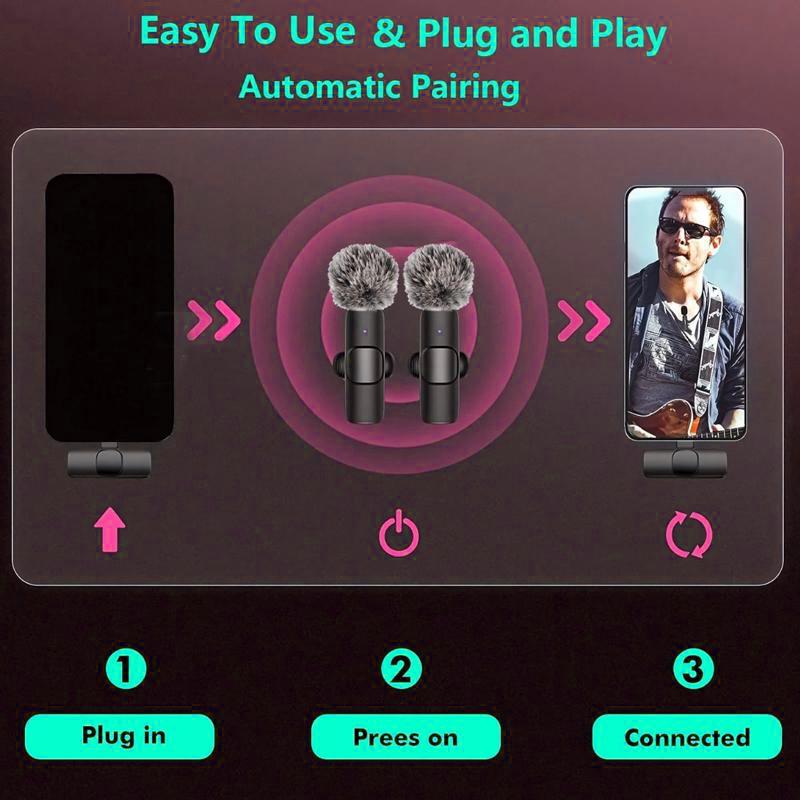 2-In-1 Wireless Mini Mic For Smartphone - Clear Stereo Audio Noise Reduction Vlogging Tool