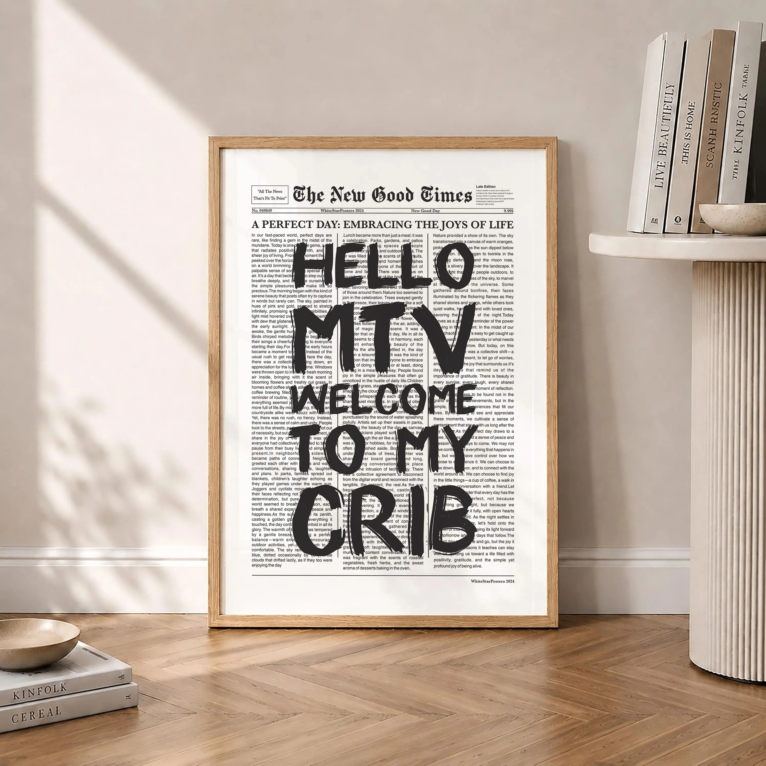 Welcome To My Crib Poster, Trendy Newspaper Print, Hello MTV Prints, Positive Wall Art, Funny Quote Wall Art