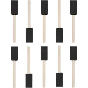 10 Pack Poly Foam Paint Brushes 1 Inch Sponge Painting Brushes Wood Handle Paint Sponges Set for Painting Cleaning