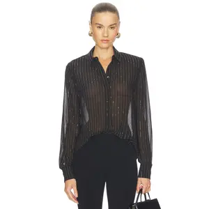 Ronny Kobo Lune Blouse in Black With Topaz Crystals