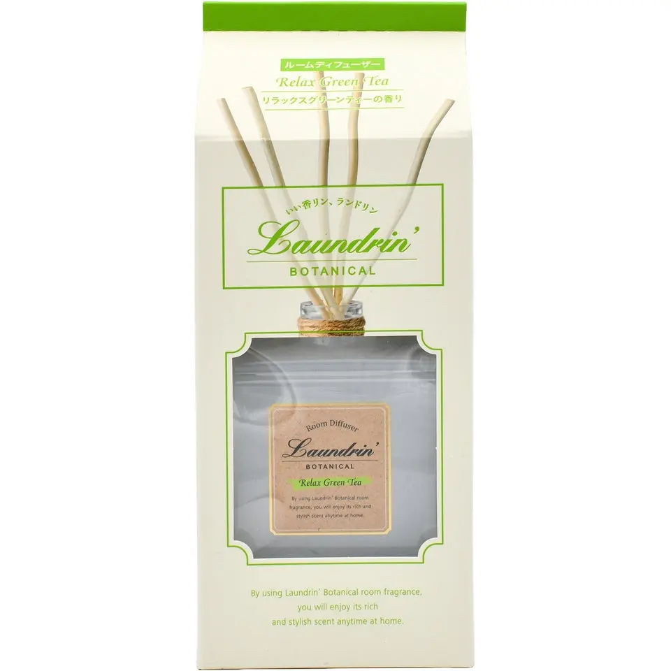 Laundrin Botanical Scented Room Fragrance Diffuser - Green Tea-Bergamot Fresh Scent, 80ml Natural Perfume Aroma Freshener for Home Use, Atmospheric Calming Clean Scented Oil Diffuser