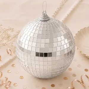 2 Pack Silver Foam Disco Mirror Ball With Hanging Swivel Ring, Holiday Party Decor 10"