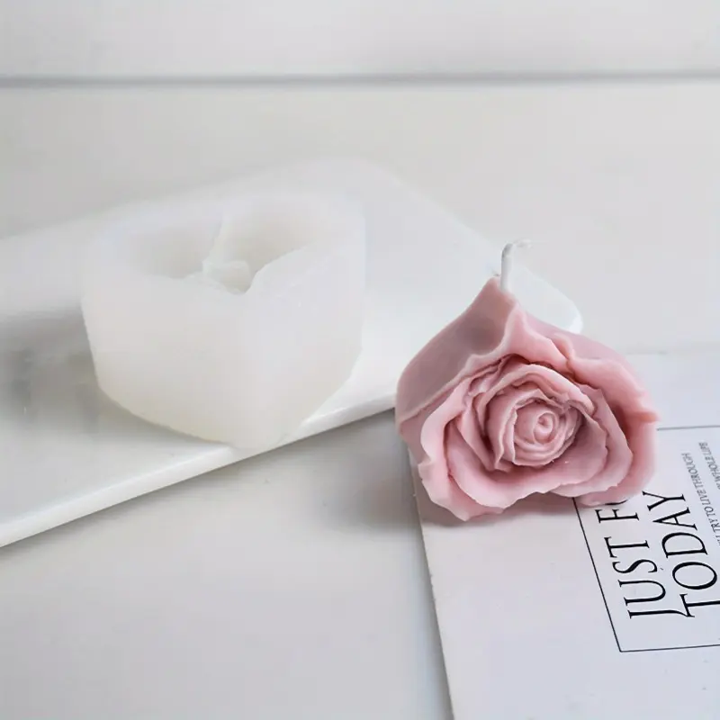 1 Pc Rose Flower Candle Mold Heart Flower Soap Mold Fondant Chocolate Candy Cake Mold Resin Polymer Clay Mould