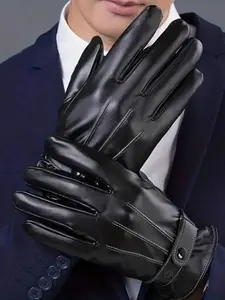 Men's Fashion Faux Leather Touchscreen Gloves, Winter Warm Windproof Design, Ideal for Sports Cycling Daily Wear, Perfect Gift Choice