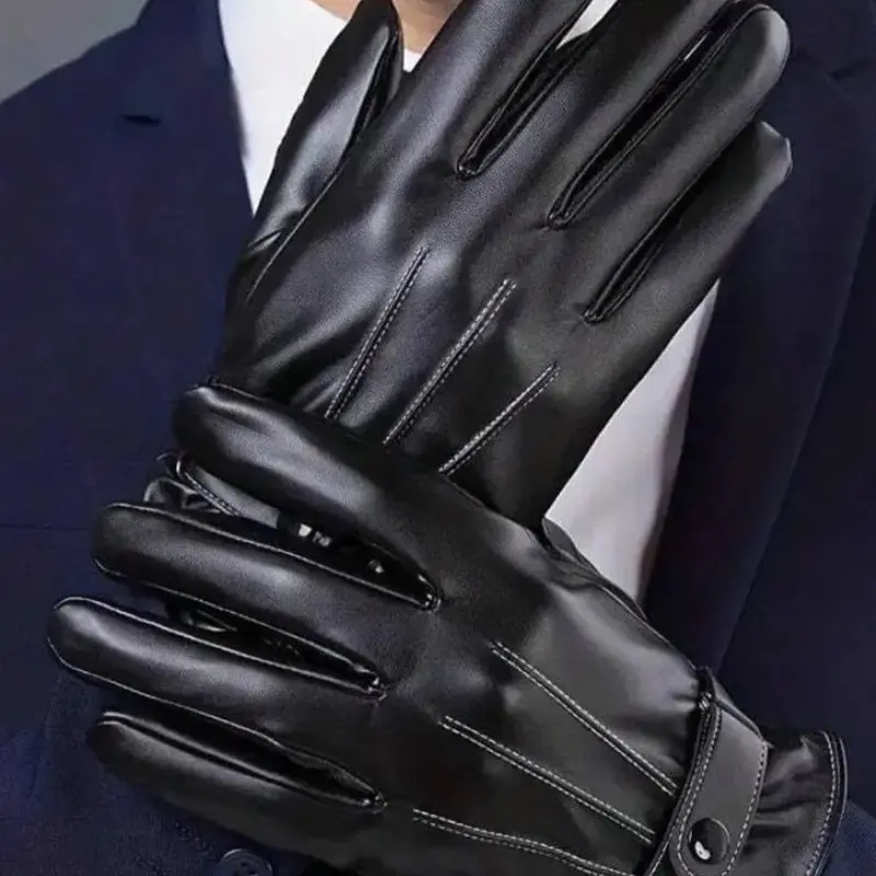 Men's Fashion Faux Leather Touchscreen Gloves, Winter Warm Windproof Design, Ideal for Sports Cycling Daily Wear, Perfect Gift Choice, Thermal Insulated Gloves, Gloves For Cold Weather