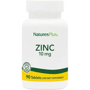 Nature's Plus Zinc Tablets - 10 mg, 90 Vegetarian Supplements - Immune System Supplement for Cellular Growth & Repair - Promotes Healthy Digestion, Metabolism & Vision - Gluten-Free - 90 Servings