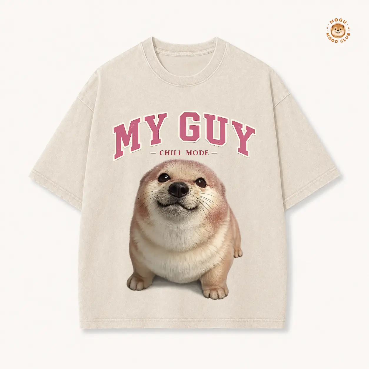 Chill Guy Graphic T-Shirt, Cute Chonky Dog with 'MY GUY CHILL MODE' Text, Relaxed Fit Tee, Funny Pet Themed Top for Men & Women Daily Wear