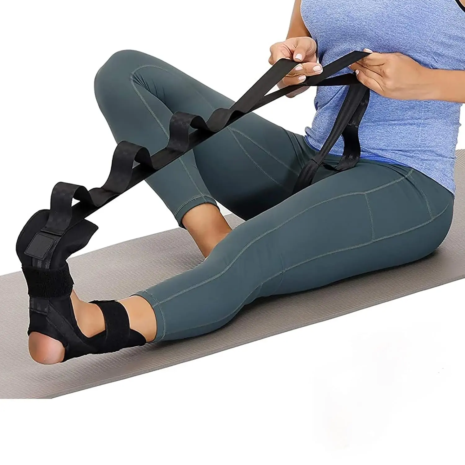Adjustable Knee Stretch Strap Pulley System, 125cm Rehabilitation Aid to Accelerate Functional Recovery, Improve Flexibility & Relieve Pain - For Home Therapy, Men & Women