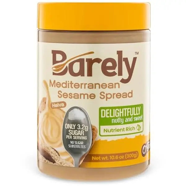 Sweet Mediterranean Sesame Spread by Barely, Low Sugar & No Artificial Sweeteners, Keto Friendly, Deliciously Nutty & Sweet Halva Spread, 3.2 g Cane Sugar per Serving, 1-Pack