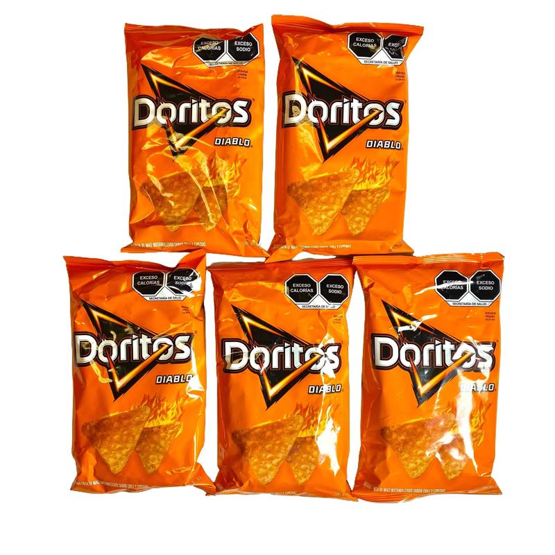 5 - PK DORITOS DIABLO - 58 GRAMS PER BAG - MEXICAN CHIPS - PAPITAS MEXICANAS - SABRITAS MEXICANAS