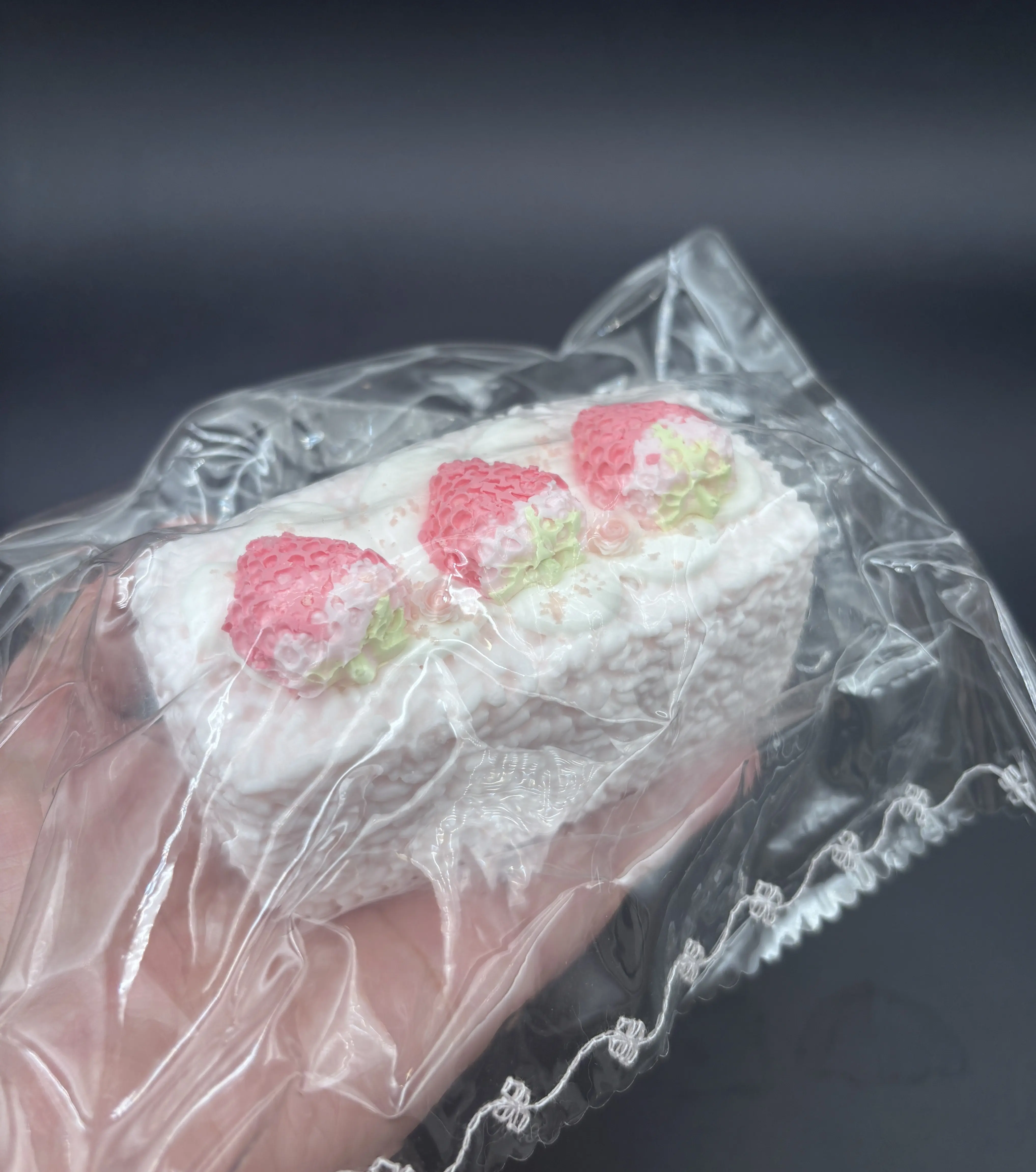 Frozen butter soft moldable strawberry rice cake taba squishy Frozen butter soft moldable strawberry rice cake taba squishy