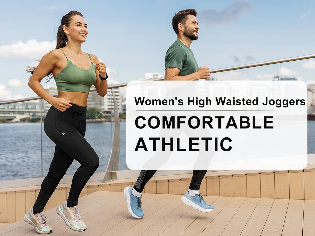 G Gradual Women's High Rise Soft Stretchable Joggers - High-Waisted Tapered Fit, Sporty Chic Athletic Comfy Lounge Pants with Zipper Pockets for Running Workouts, High Rise Joggers
