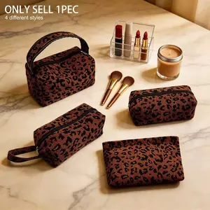 Unique Leopard Print Makeup Bag, Large Capacity Cosmetic Storage Pouch, Lipstick Organizer, All Seasons, Sexy Style, Travel Cosmetic Bags