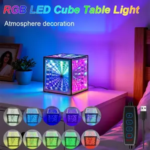 RGB Infinite Cube Light, LED Night Lamp, Mirror Cube LED, Decorative Room and Game Room Light, Birthday Gift, Rechargeable Battery
