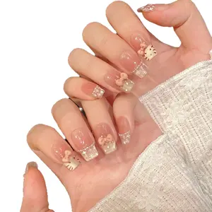 Slender Pointed Long Oval Medium Oval Short Zircon Gradient Halo Press Type False Nail Stickers Removable Reusable Versatile for Any Occasion