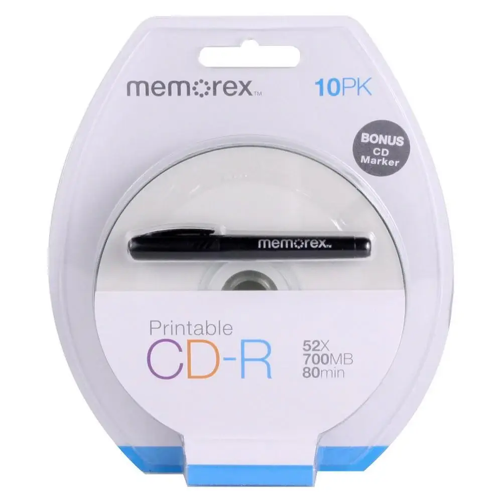 [FG-MEMPCDR] Memorex 52X CD-R 700Mb 80min /w Pen, 10PK
