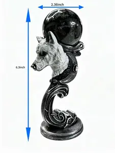 Connie(10343)gc.garnet sphere with wolf stand
