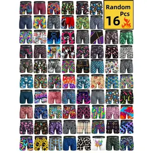 16pcs Of KJFISTMU Random Men'S Graffiti Letter Striped Printed Shorts - Comfortable Loose Shorts, Breathable, Soft, Elastic Waistband, Quick-drying - Suitable For Daily Wear And Sports, Can Be Worn In All Seasons Menswear Mixed Color Stylish