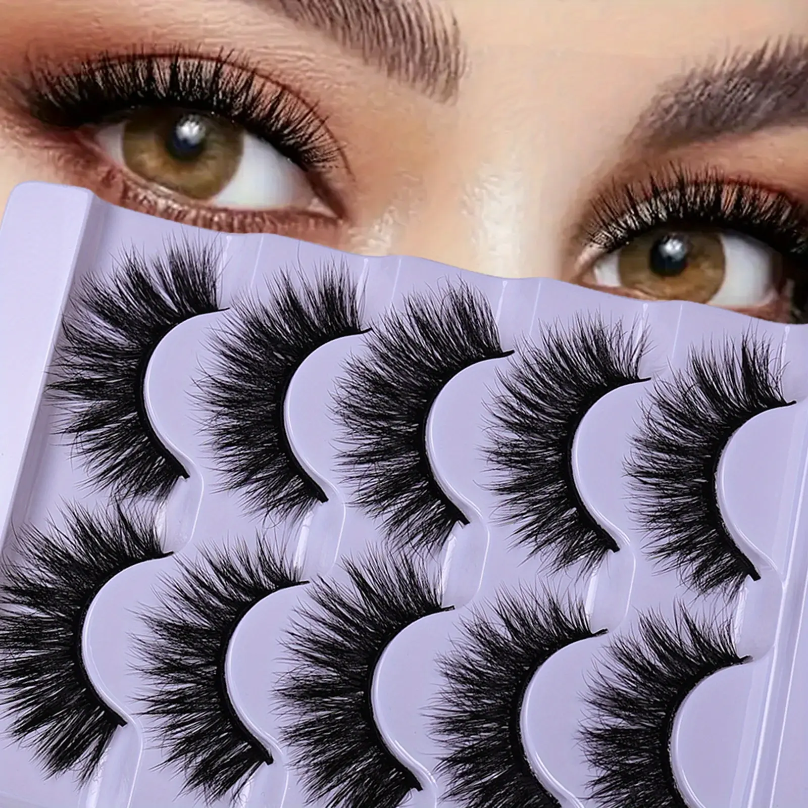 5 Pairs Fluffy Thick Lashes Russian Strip Lashes Fluffy 3D Fake Lashes Makeup Messy False Eyelashes