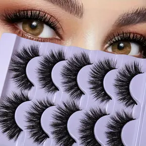 5 Pairs Fluffy Thick Lashes Russian Strip Lashes Fluffy 3D Fake Lashes Makeup Messy False Eyelashes