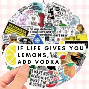 50 Fun Sarcasm Stickers, Reusable Matte Cartoon Decals for Laptops, Phones, Luggage, Notebooks, Water Bottles, Helmets