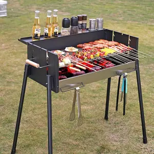 Barbecue Charcoal Grill 28" Large Folding Portable BBQ Grills Stainless Steel Outdoor Cooking Barbecue Grill Tool Kits Yakitori Grill for 8 People Patio Backyard Garden Camping Hiking