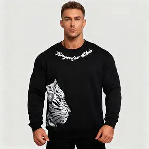 Mens Novelty Bling Rhinestone Sweatshirt Glitter Bedazzled Graphic Pullover Crewneck Streetwear Dragon Rhinestone Embroidered Heavyweight Regular Fit Round Neck Long Sleeve Pullover Fall & Winter ve Pullover Fall & Winter White Tiger Head