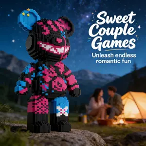 Creative Building Block Toy Set, DIY Bear Model Kit, 47cm/18.5 Inch Desk Decor, Holiday Gift for Him & Her, Enhance Creativity, Building Blocks Set