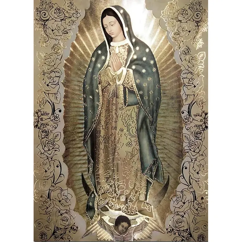 Our Lady of Guadalupe 5D DIY Diamond Painting Christ Cross Stitch Kit Virgin Diamond Mosaic Religion Embroidery Home Decor Stylish Embroidery Kit Crafts