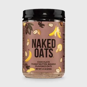 Naked Chocolate Peanut Butter Banana Protein Oats - With Whey Protein for Lean Muscle - 20g of Protein, 9g of Fiber, 5g of Sugar