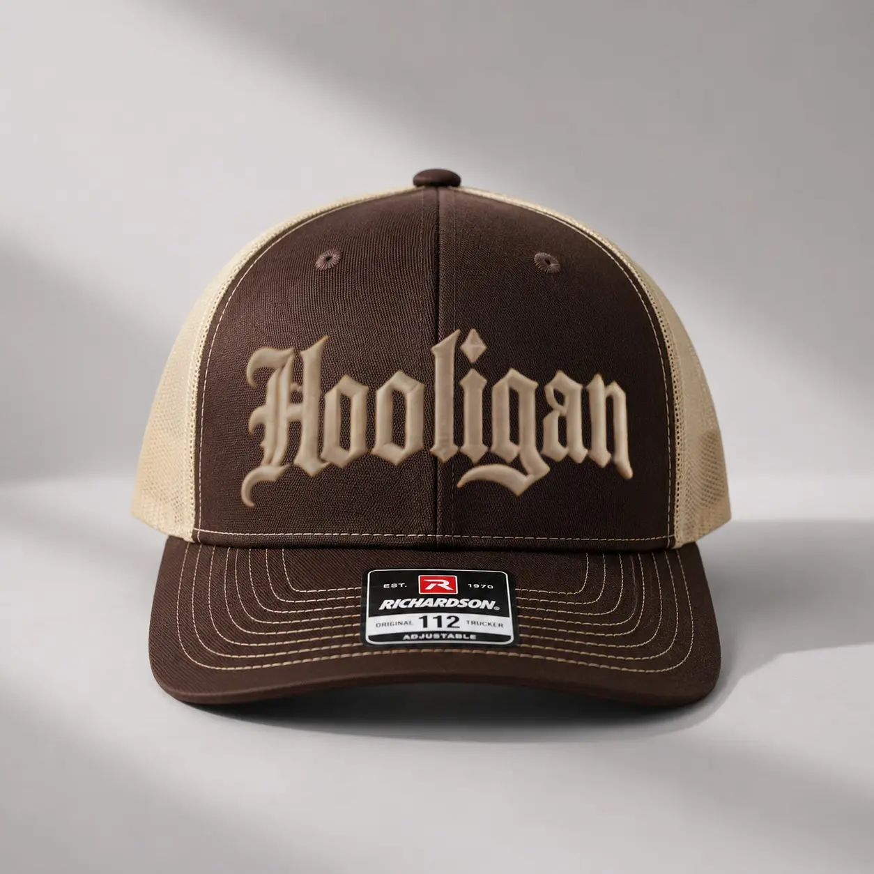 Hooligan Embroidered Trucker Hat – Vintage Gothic Letter Mesh Baseball Cap, Adjustable Curved Brim Streetwear for Men & Women