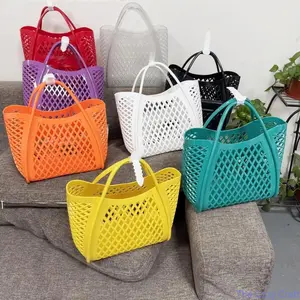 Stylish Silicone Jelly Tote Bag for Women, Hollow Waterproof Basket Bag, Lightweight Durable Handbag, Perfect for Beach, Picnic, Shopping, Bath, Travel, or Daily Use summerwins