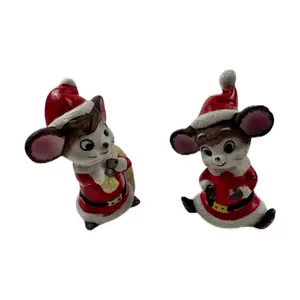 Enesco Santa Helpers Mice Figurines Santa Claus Christmas Jolly Sack Adorable Mouse in Santa Outfit for Festive Decor