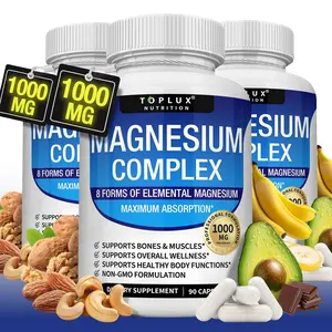 Toplux 8-in-1 Magnesium Complex 1000mg - Multi-Source Magnesium Supplement for Stress Relief, Bone & Nerve Support Healthcare Capsule Vitamin