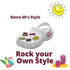 Groovy Shoe Charms for Crocs and Clog Type Shoes: Fun and Personalized Footwear Accessories for Comfortable Styling Footwear Decor Water Proof