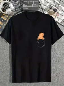 100% Cotton Pocket Capybara Funny Cute Capybara In Pocket T-Shirt