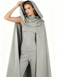 Retro long cape with hood design, medieval fantasy cosplay multi-color outer cloak