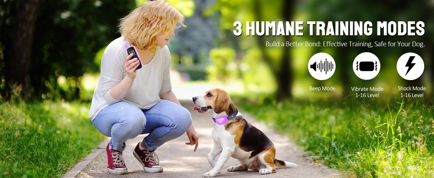 Dog Training Collar IP67 Waterproof Dog Trainer Collars Set with Remote 3 Safe Training Modes, Outdoor Rechargeable Adjustable Strap for 10-120lbs Small Medium Large Dogs