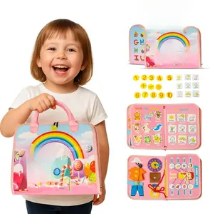 Busy Book for Toddlers 3-5 | Montessori Toddler Activity Book | Pink Kids Busy Board & Travel Busy Baby Toy for Learning Weather, Numbers, Shapes & Colors