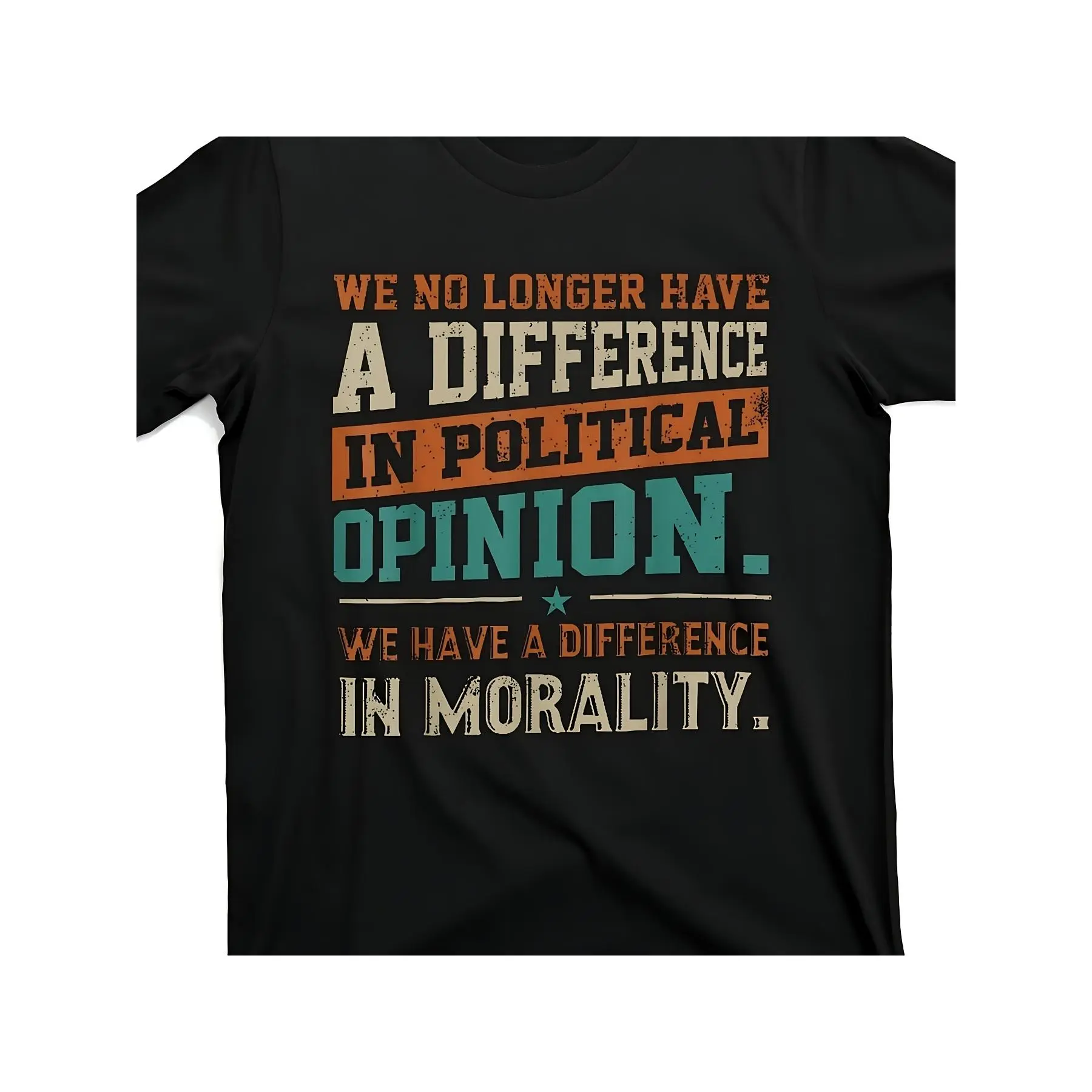 We No Longer Have a Difference in PoliticalGift, Unisex, Items, Soft, Breathable, Lightweight - Crew Neck, Regular Fit - Machine Washable, Comfortable Cotton Crew Neck Short Sleeve Graphic Print T-Shirt