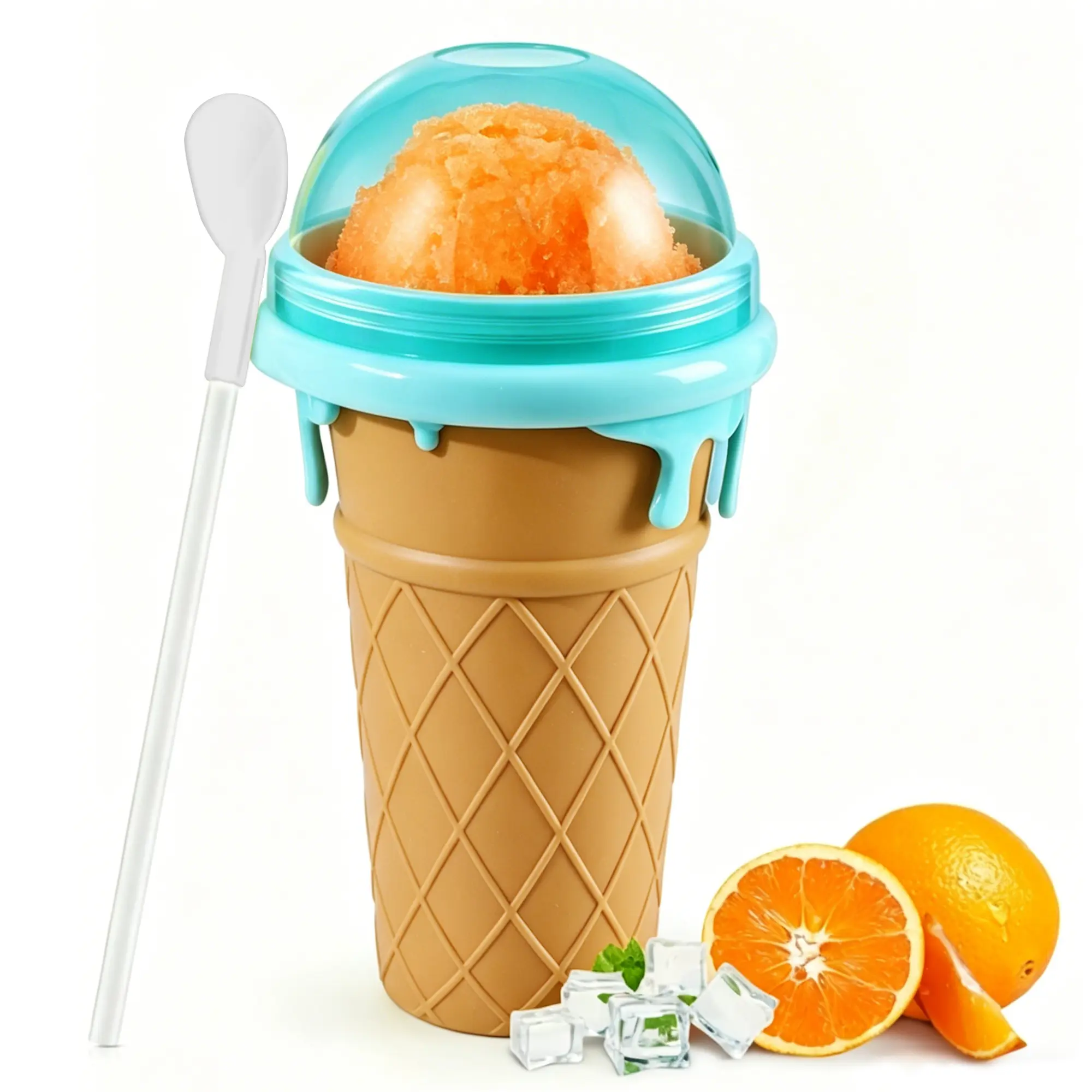 Slushie Maker Cup– Drinkware, DIY Frozen Magic Squeeze Tool with Lid & Straw for Juice, Milk, Yogurt, Ice Cream, Cooling Gift for Friends Family, Slushy Maker Cup