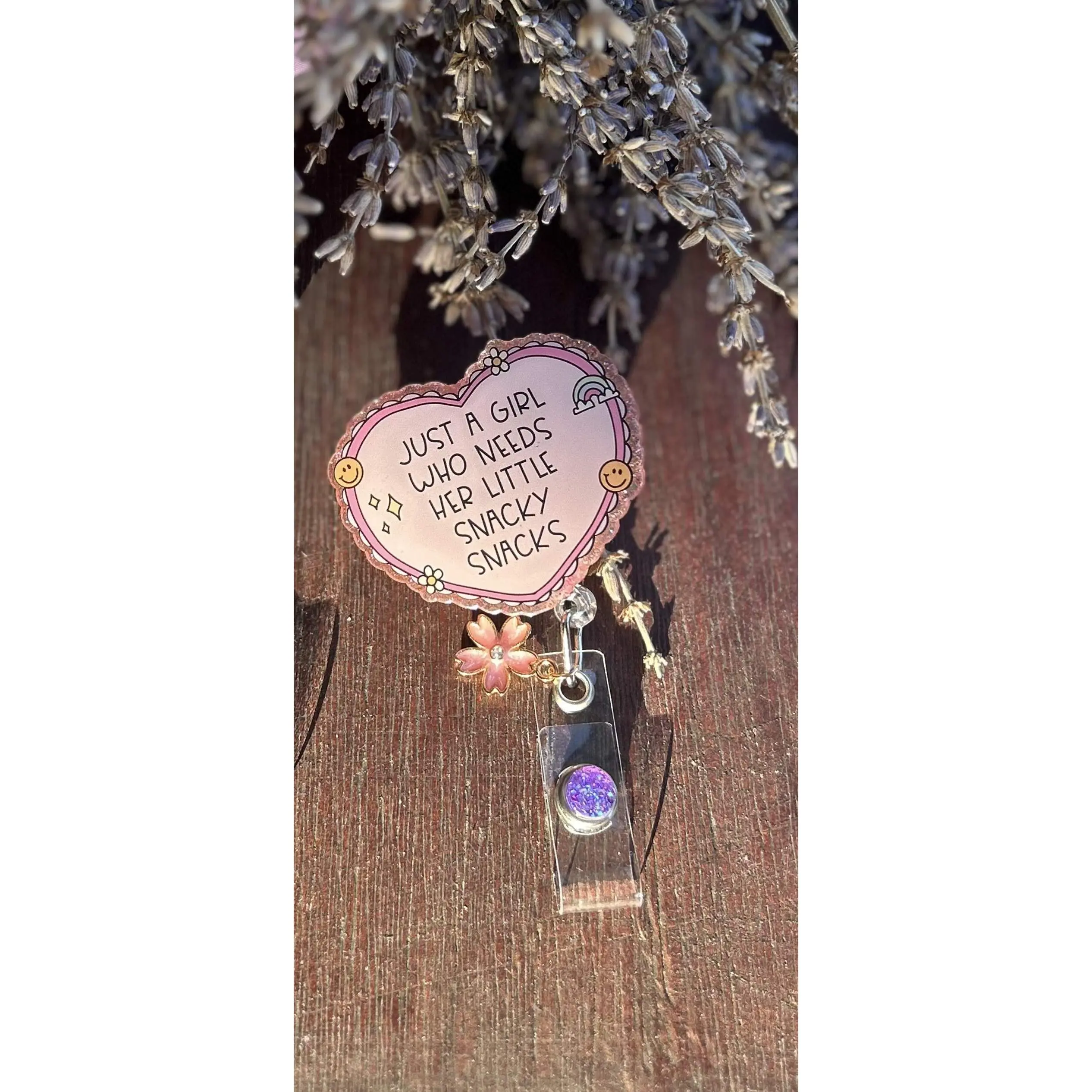 Snacky Snacks Badge Reel – Cute Heart Nurse ID Holder
