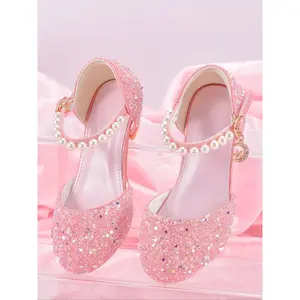 Girls' Princess Shoes with Sparkling Star Pendant, Fashion High Heels for Party Dresses, Formal Dance Shoes for Girls Birthday