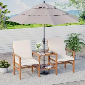 3-Piece Acacia Wood Patio Furniture Set - Outdoor Loveseat with Coffee Table, 2-Seat Wooden Conversation Set Including a Loveseat and Side Table, Ideal for Garden, Backyard, or Balcony Gatherings