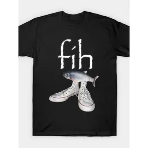Men's playful fishing pun with a fish and sneakers design Graphic T-Shirt - Short Sleeve Crew Neck Regular Fit Casual Wear | Soft & Breathable Fabric, Durable Print, Everyday Comfort, Machine Washable, humorous and meme-inspired casual wear featuring a