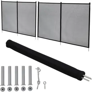 GAOMON Pool Fence – 4 ft Tall x 48 ft Long Removable Safety Fence with 320GSM Mesh & Stainless Steel Posts – No Welding Required, Simple Tool-Assisted Setup for Inground & Above Ground Pools, Black