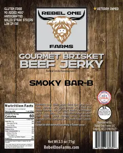 Smoky Bar-B (BBQ) Flavor Gourmet Brisket Beef Jerky (Gluten Free)