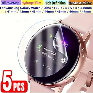 5pcs HD Protective Screen Protector Water Gel Film for Samsung Galaxy Watch Fe/ultra/7/6/5/5pro/4/classic Etc, High Clarity, Easy Installation, Protection